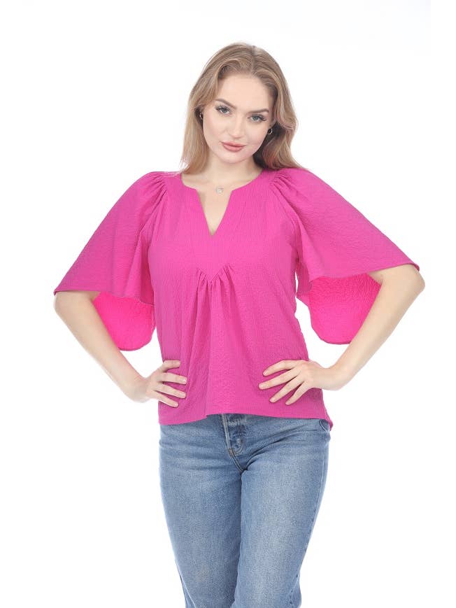 Rain + Rose Everly Flow Top in Fuchsia