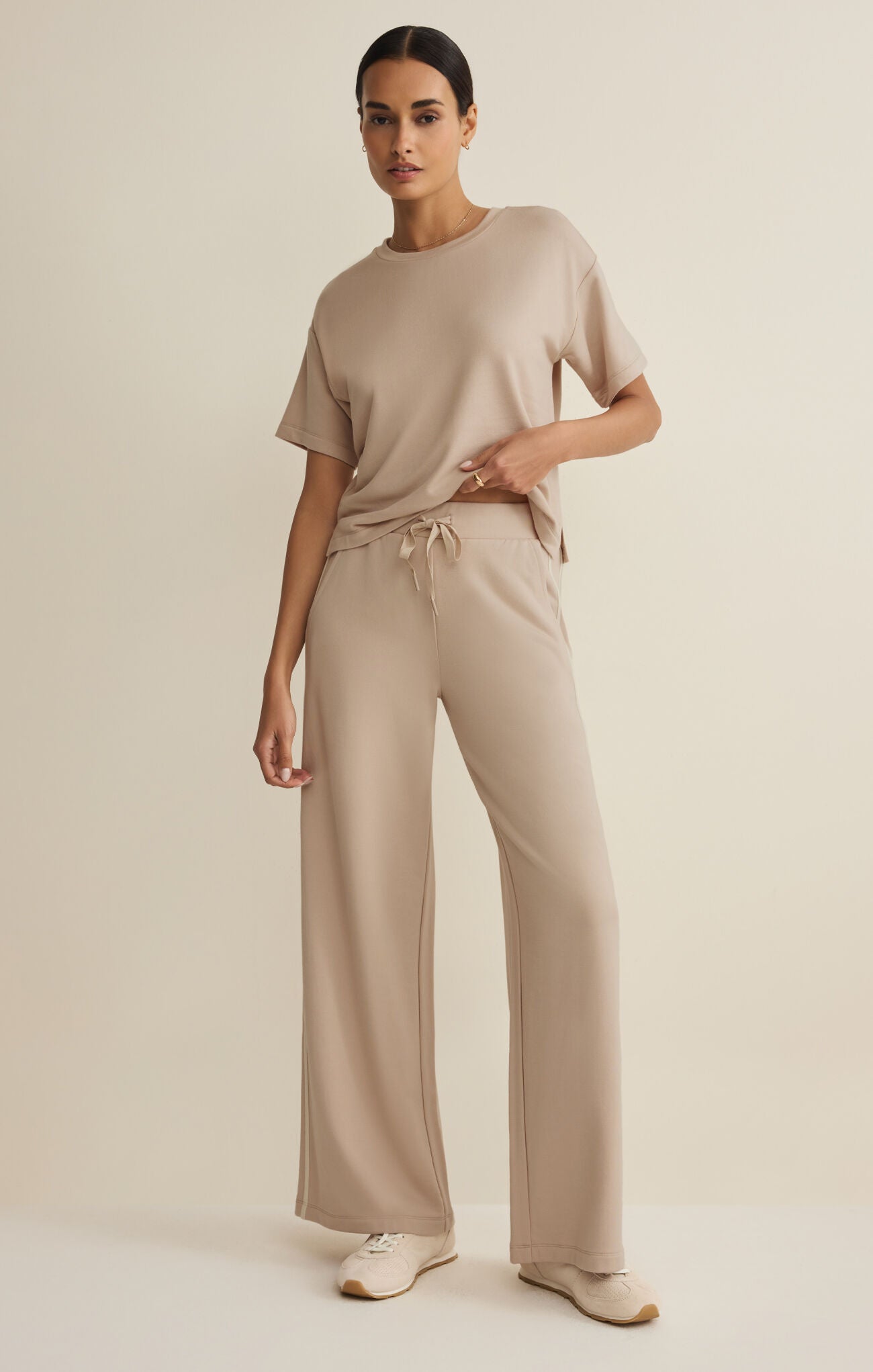 Beige Short Sleeve Top