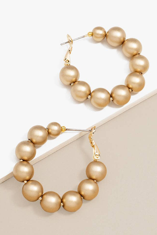 Zenzii Gold Resin Beaded Hoop Earring in Matte Gold
