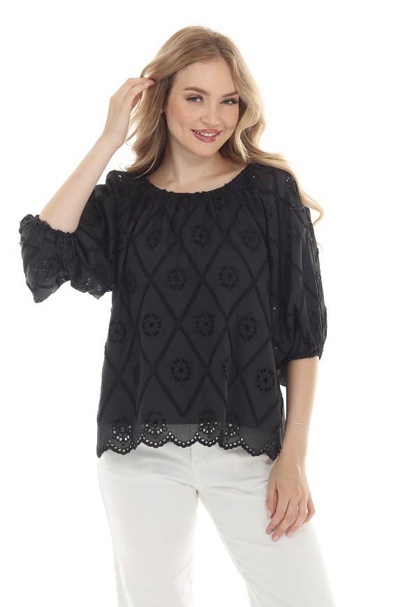 Black lace patterned top