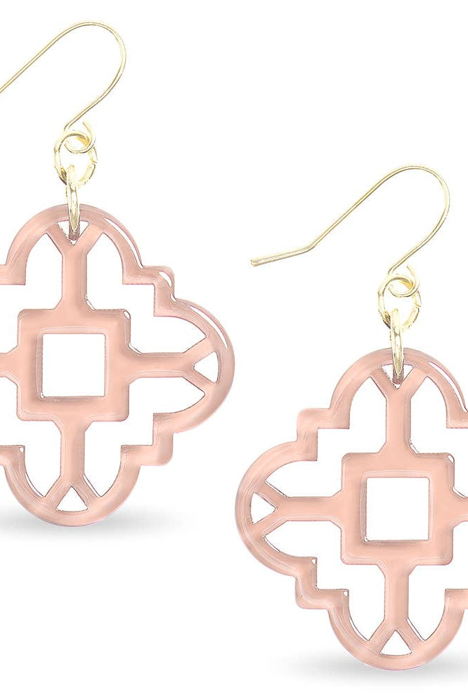 Zenzii Modern Resin Acrylic Mosaic Earrings in Beige
