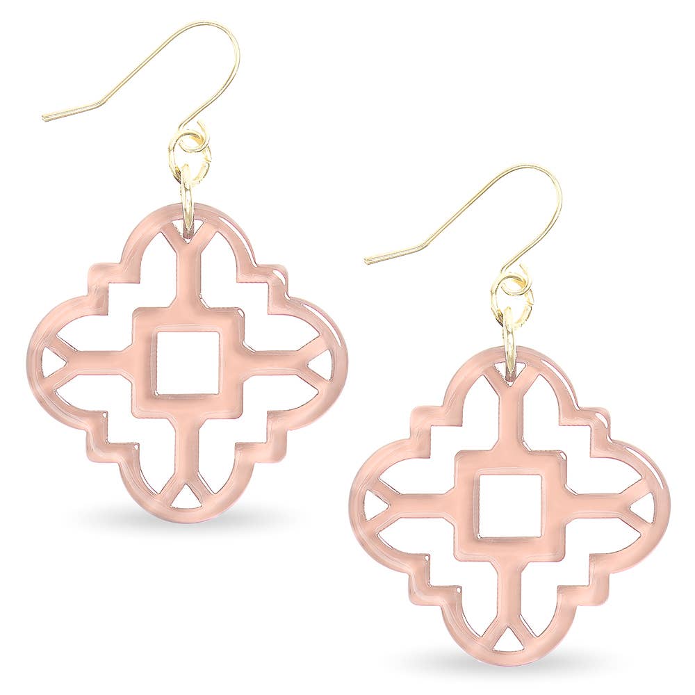 Zenzii Modern Resin Acrylic Mosaic Earrings in Beige