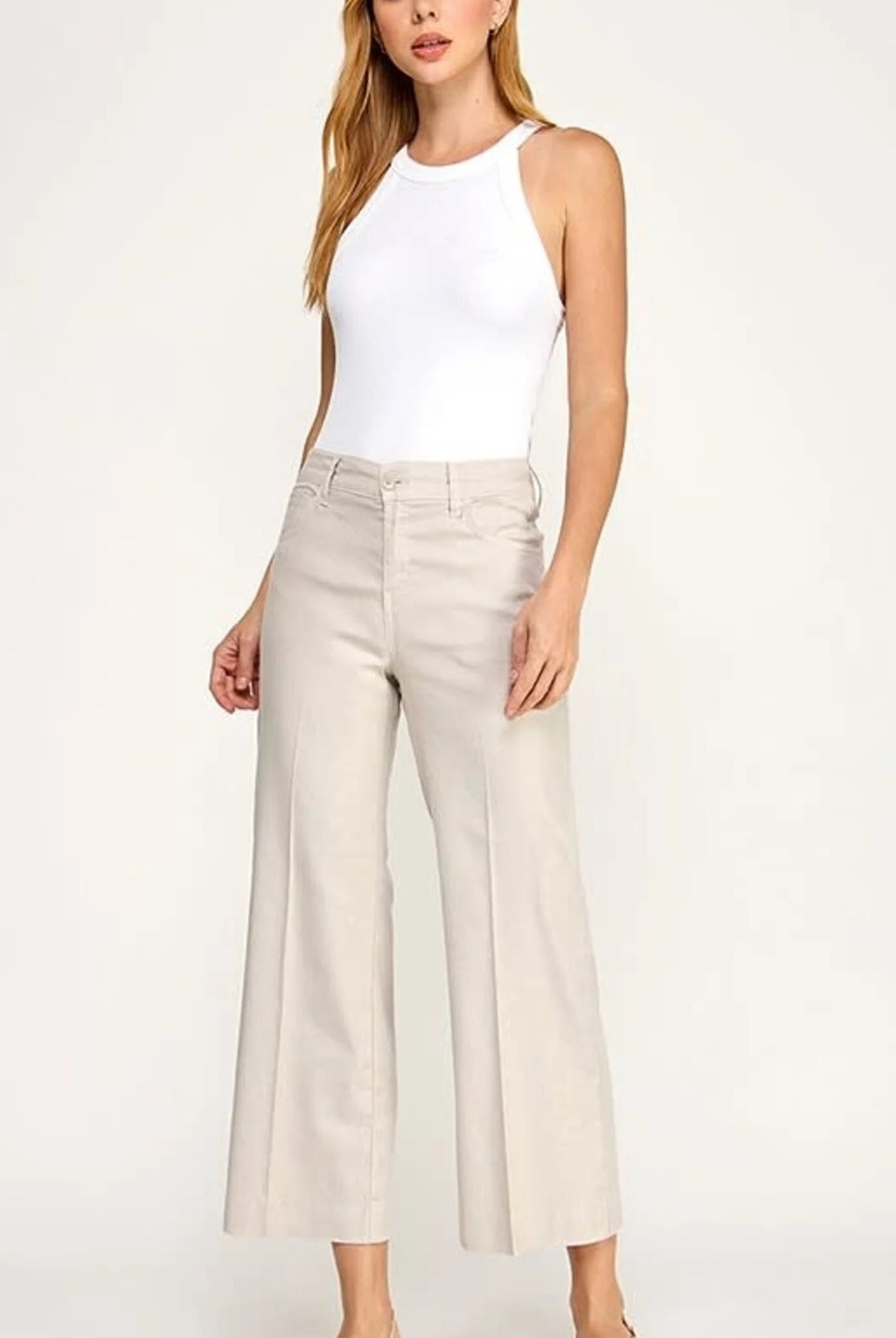 Level99 Annabelle Crop Wide Leg Pant in Pampas