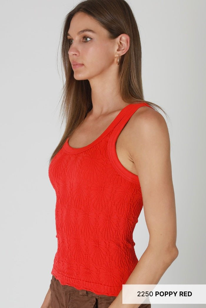 Nikibiki Reversible Lace Textured Tank Top in Poppy Red