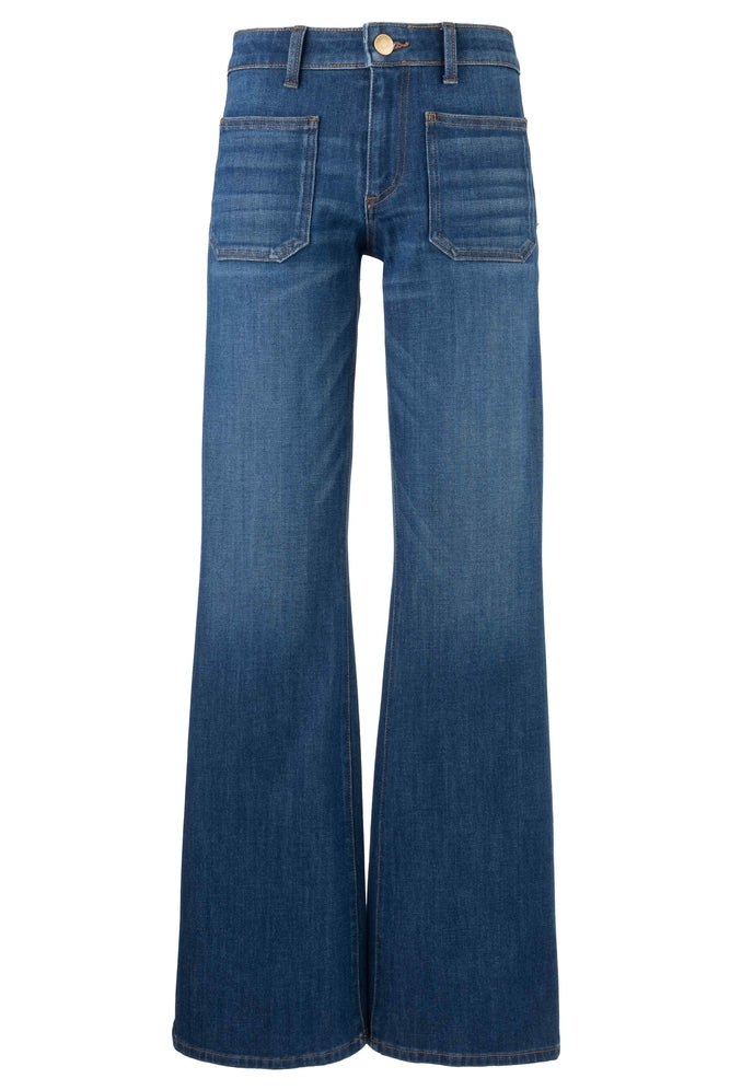 Blue jeans with patch pockets