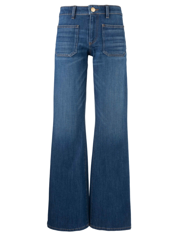 Blue jeans with patch pockets