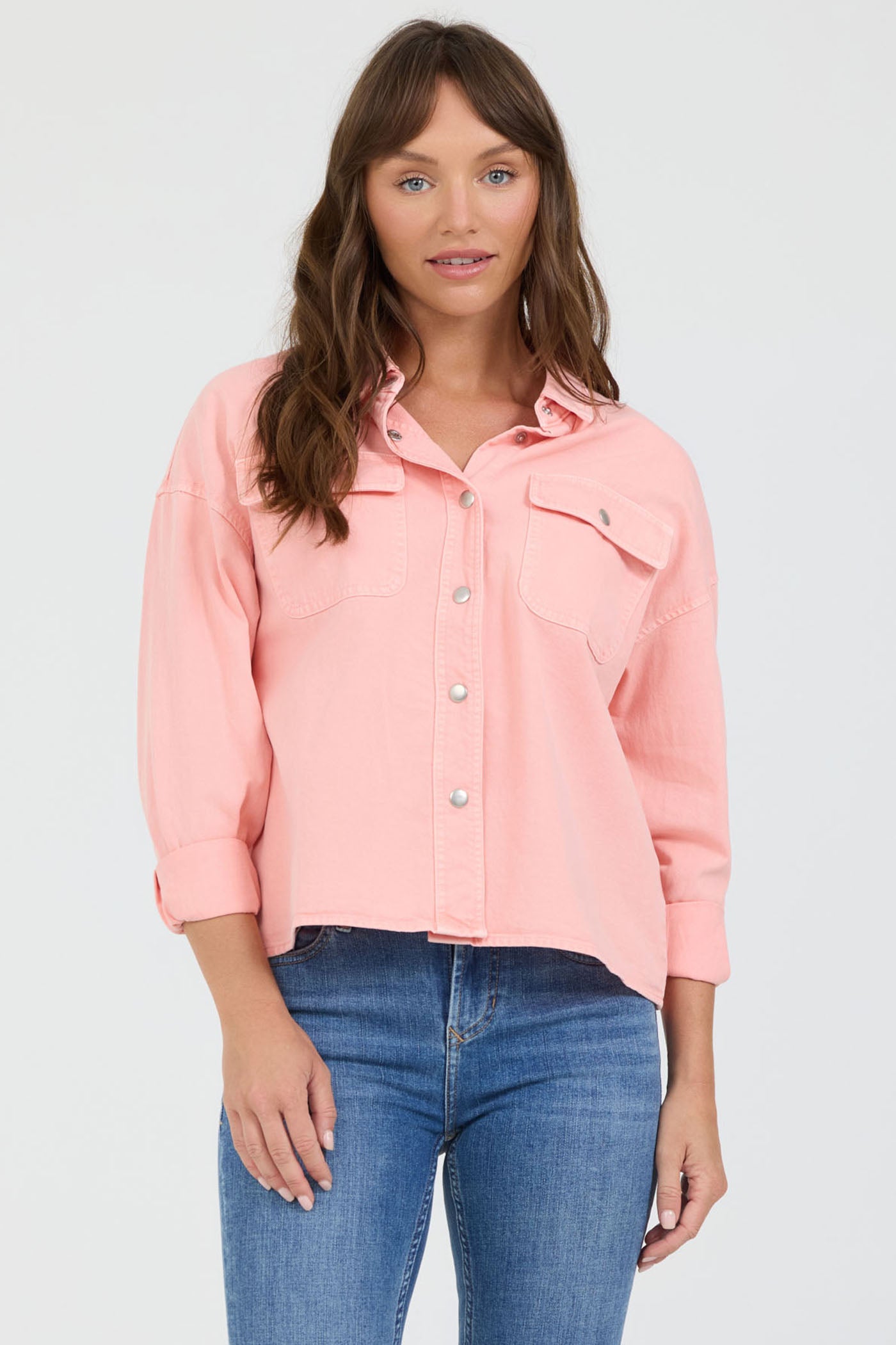 Long Sleeve peach Button up top