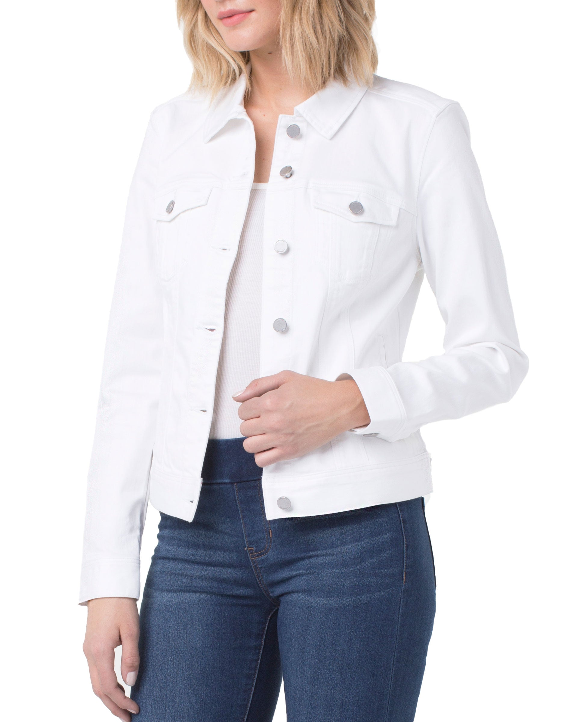 Liverpool Bright White Button Up Denim Jacket