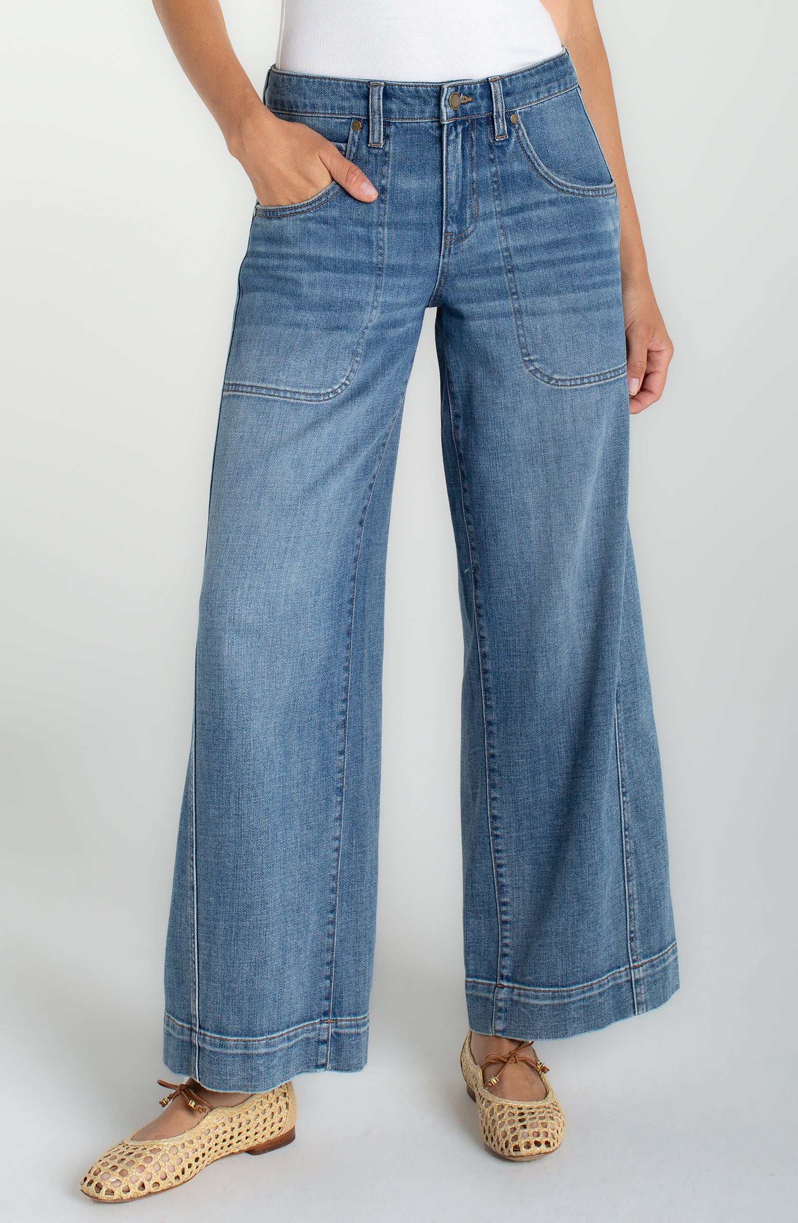 Liverpool Wide Leg Utility Jean in Culver City Blue