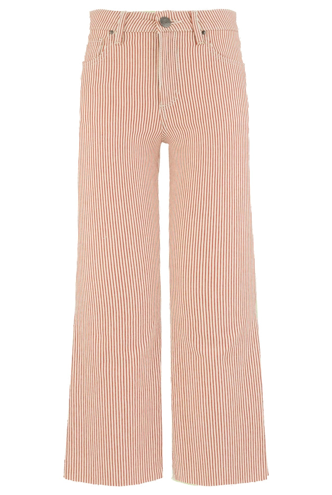 Kut from the Kloth Charlotte HR Wide Leg with Raw Hem - Red/Ivory