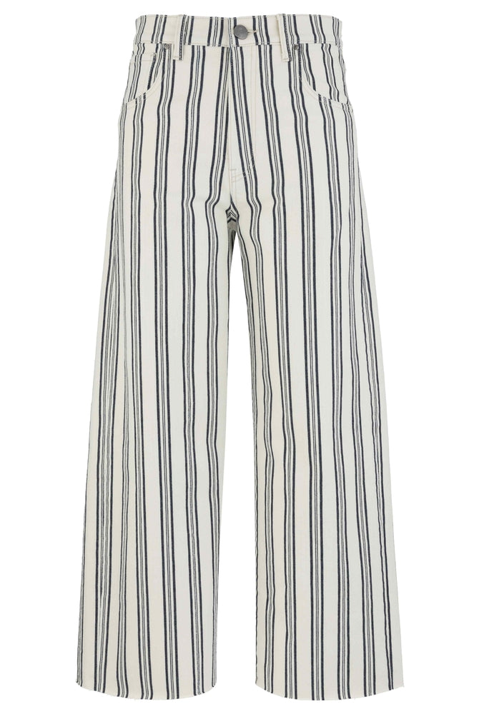 Kut from the Kloth Gwen HR Wide Leg Slouchy Raw Hem - Navy/Ivory