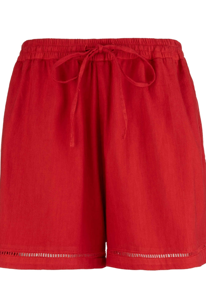 Kut from the Kloth Aria Tie-Front Short with Lattice Trim in Tomato