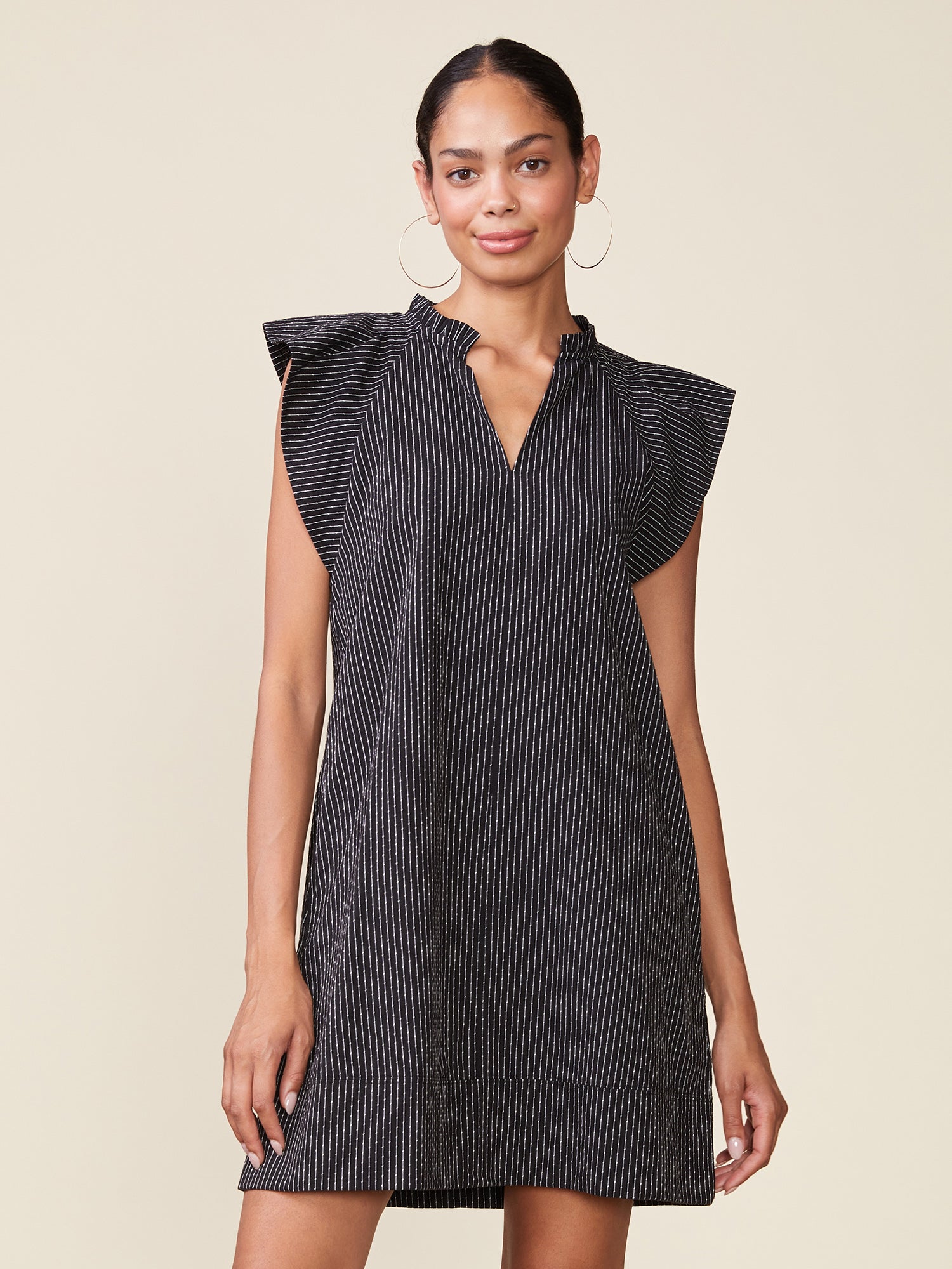 Ticket Stripe Sash Dress in Black/White