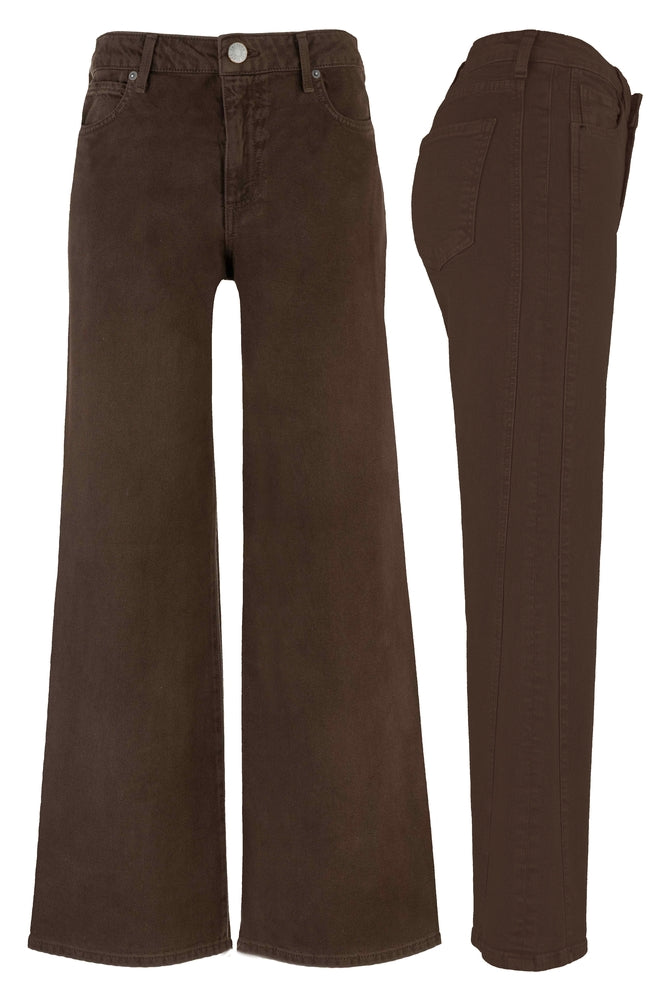 KUT from the Kloth Meg HR Wide Leg Side Panel in Chocolate