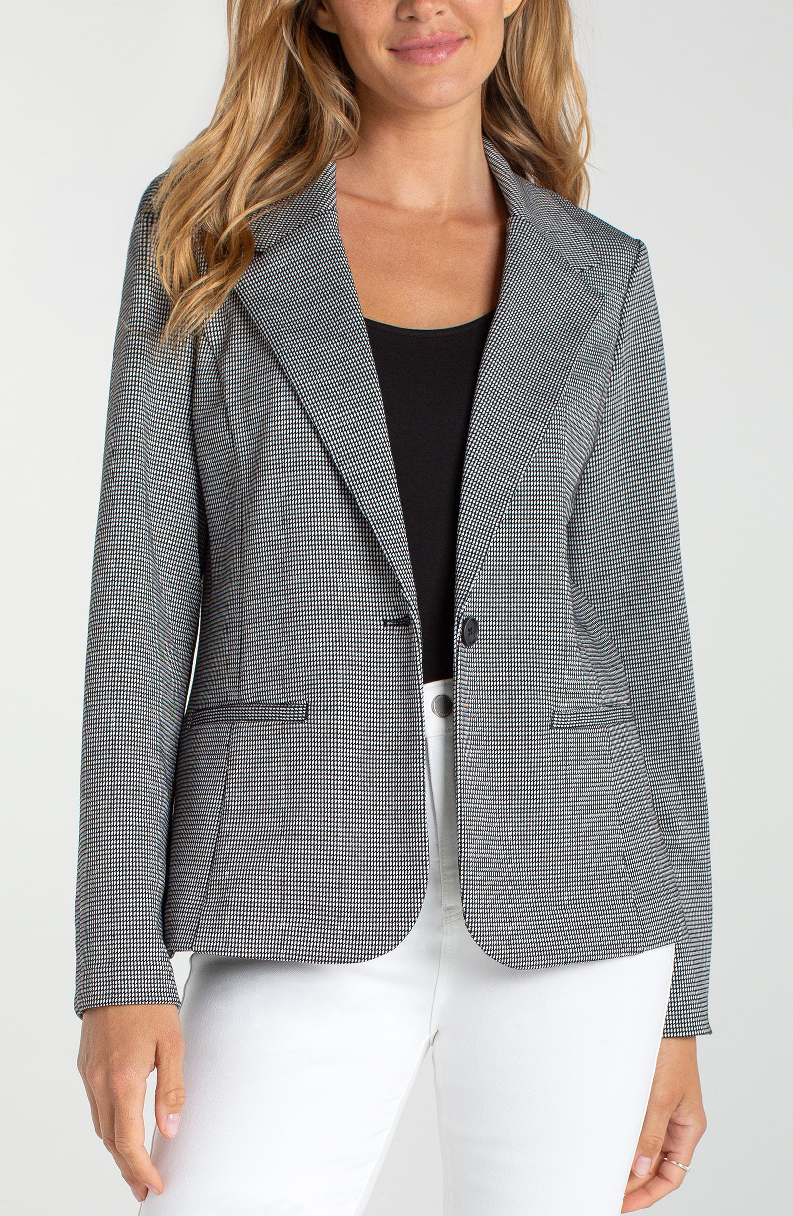 Liverpool black and white mini checkered pattern fitted blazer