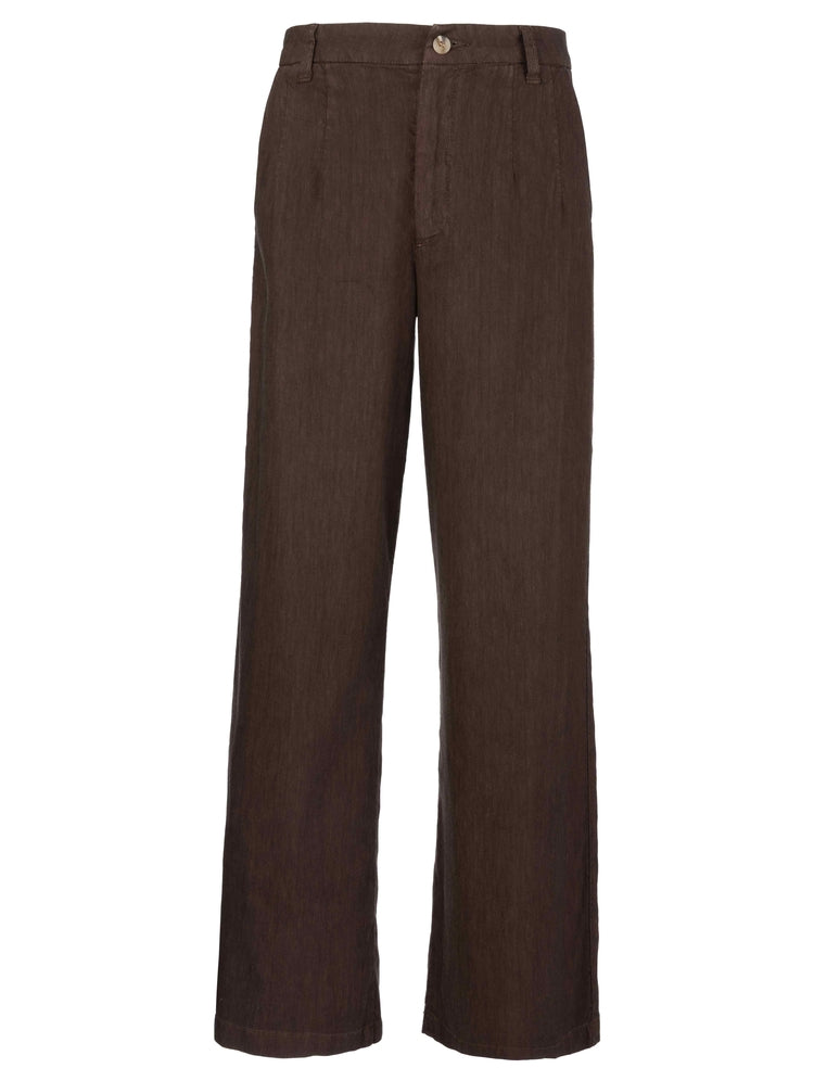 Kut from the Kloth chocolate brown Meg high rise wide leg linen trouser pants