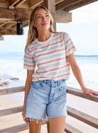 Palmer Striped Tee in Negroni Combo