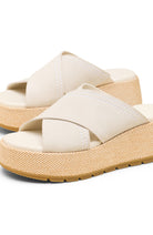Sorel beige crossover platform slide sandals