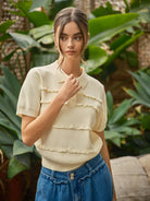 Polo Lace Detail Sweater Top in Lemon
