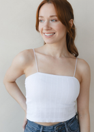 Elietian White Crop Tank Top