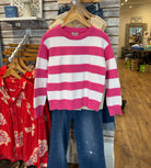 100% Cotton, Pink and White Striped Sweater.