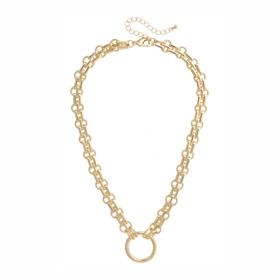 Karson Layered Circle Necklace in Shiny Gold