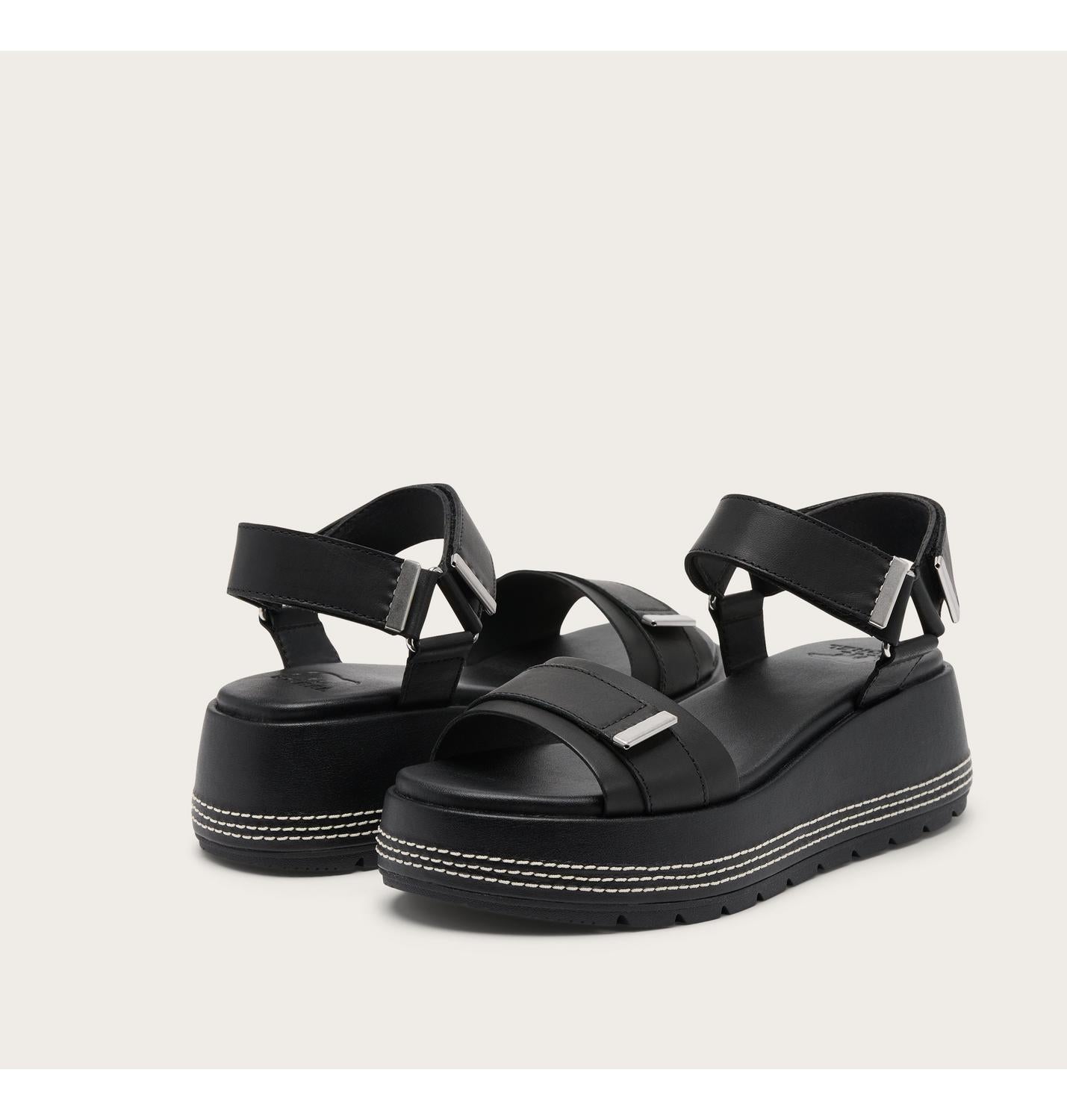 SOREL Black platform Y-Strap sandals