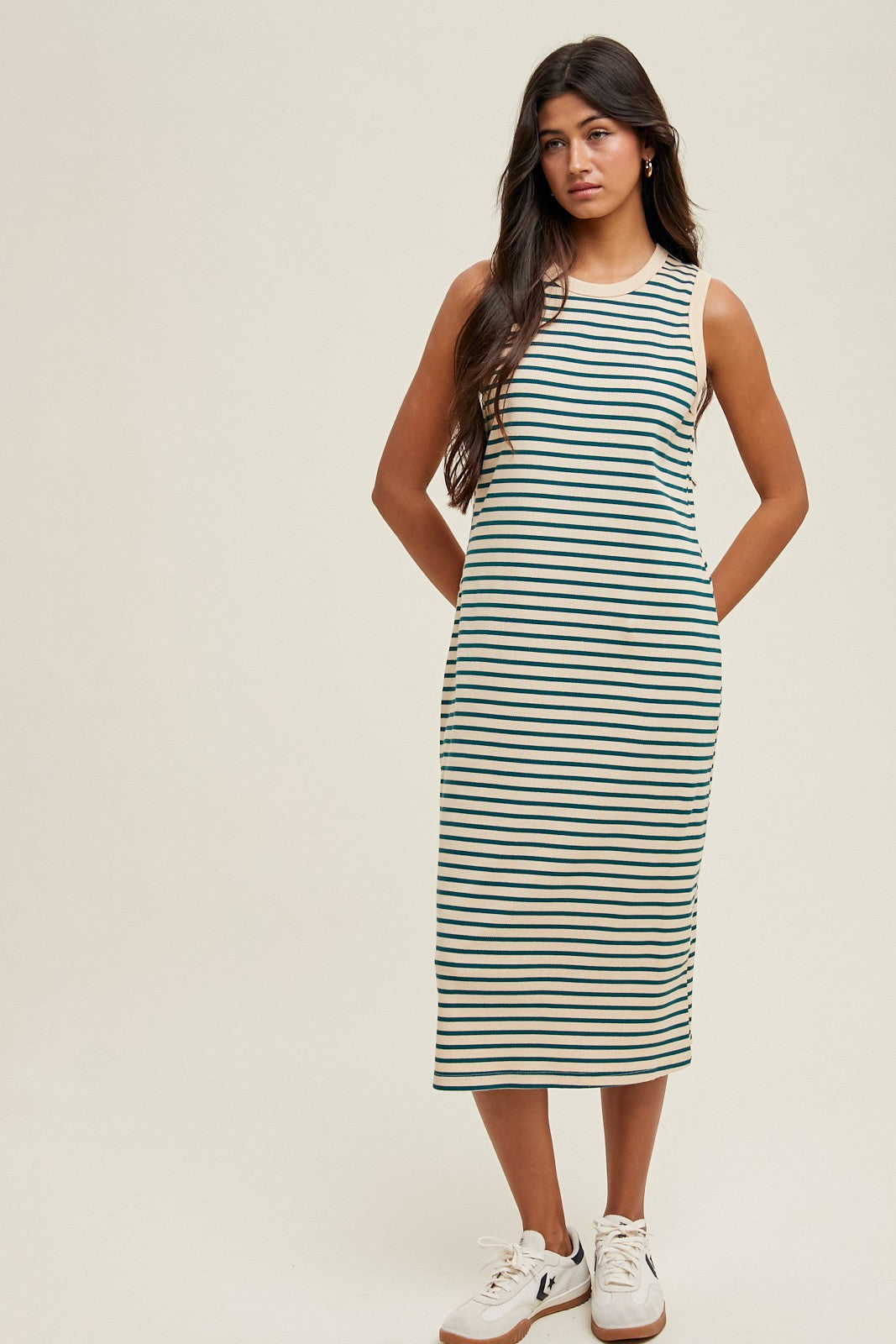 変更済みStripe Ribbed-Knit Midi Dress Kenzo Striped Ribbed-knit Midi Dress (Dresses) IFCHIC.COM