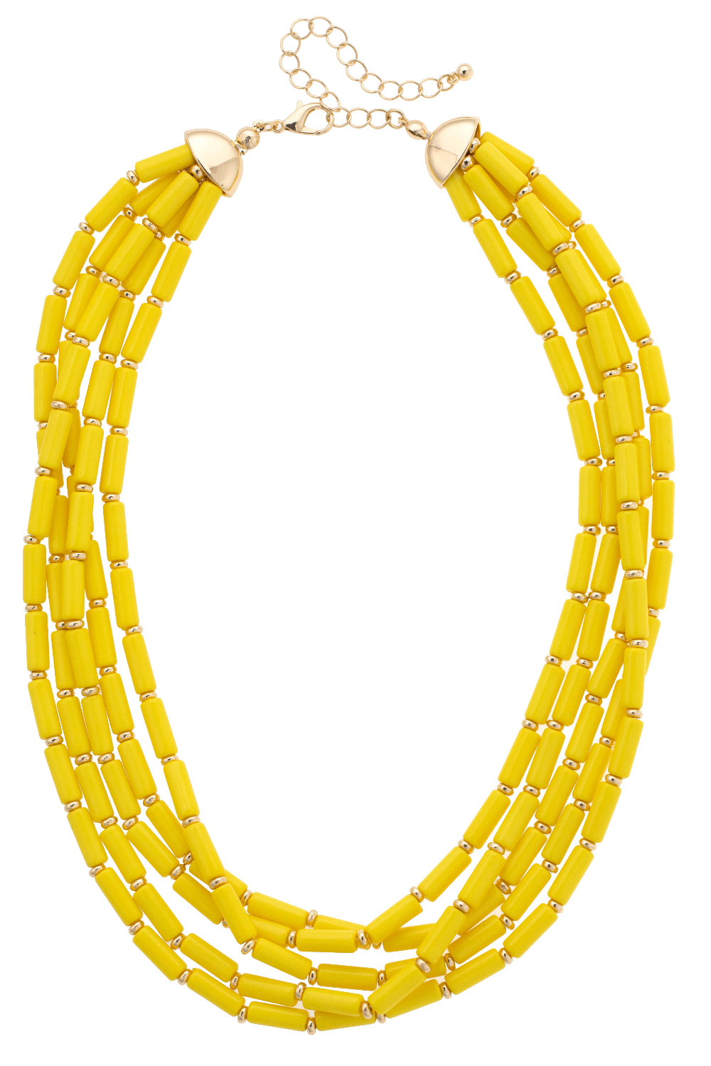 Santorini Multistrand Beaded Necklace in Yellow
