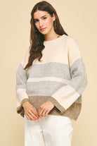 Long sleeve, colorblock striped sweater