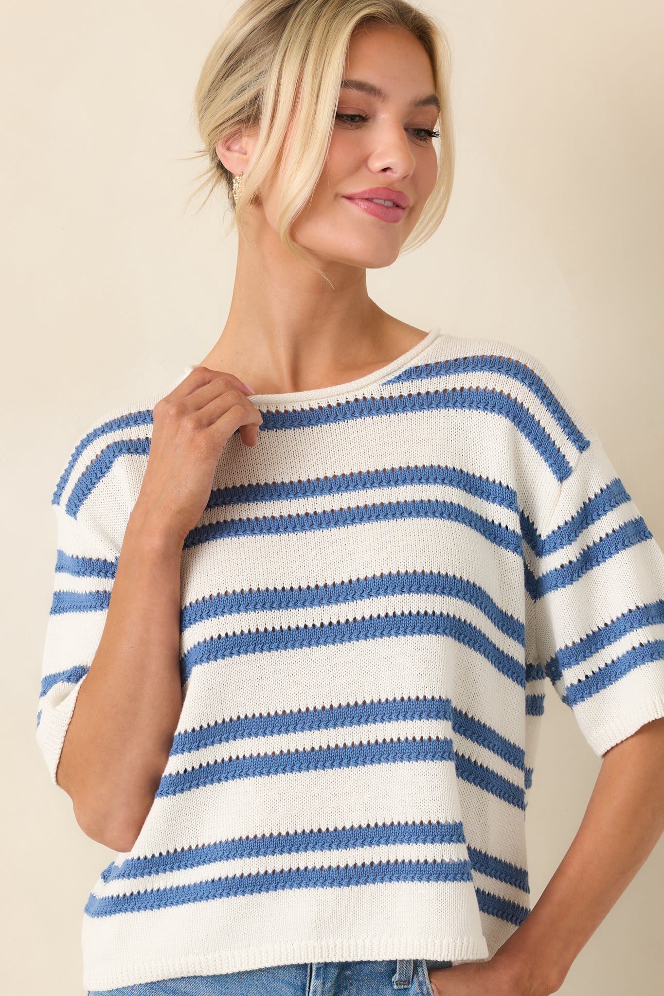 Z SUPPLY Prado Stripe Sweater Tee in Lake Blue