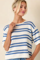 Z SUPPLY Prado Stripe Sweater Tee in Lake Blue