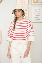Short Sleeve Striped Sweater