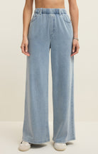Light Blue, Elastic Waist, Wide Leg Pants