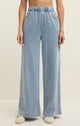 Z SUPPLY Entourage High Rise Knit Denim Pant in Ocean Air Indigo | Soft French Terry Wide-Leg Style