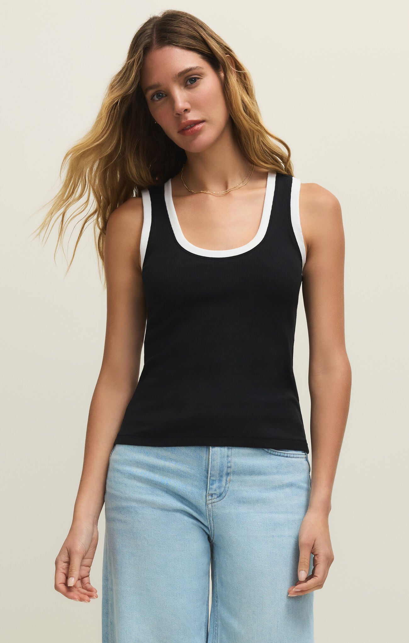 Black/White Colorblock Tank
