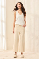 Tribal beige twill wide leg ankle pants