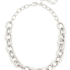 Zenzii Classic Matte Oval Links Collar Necklace in Matte Silver