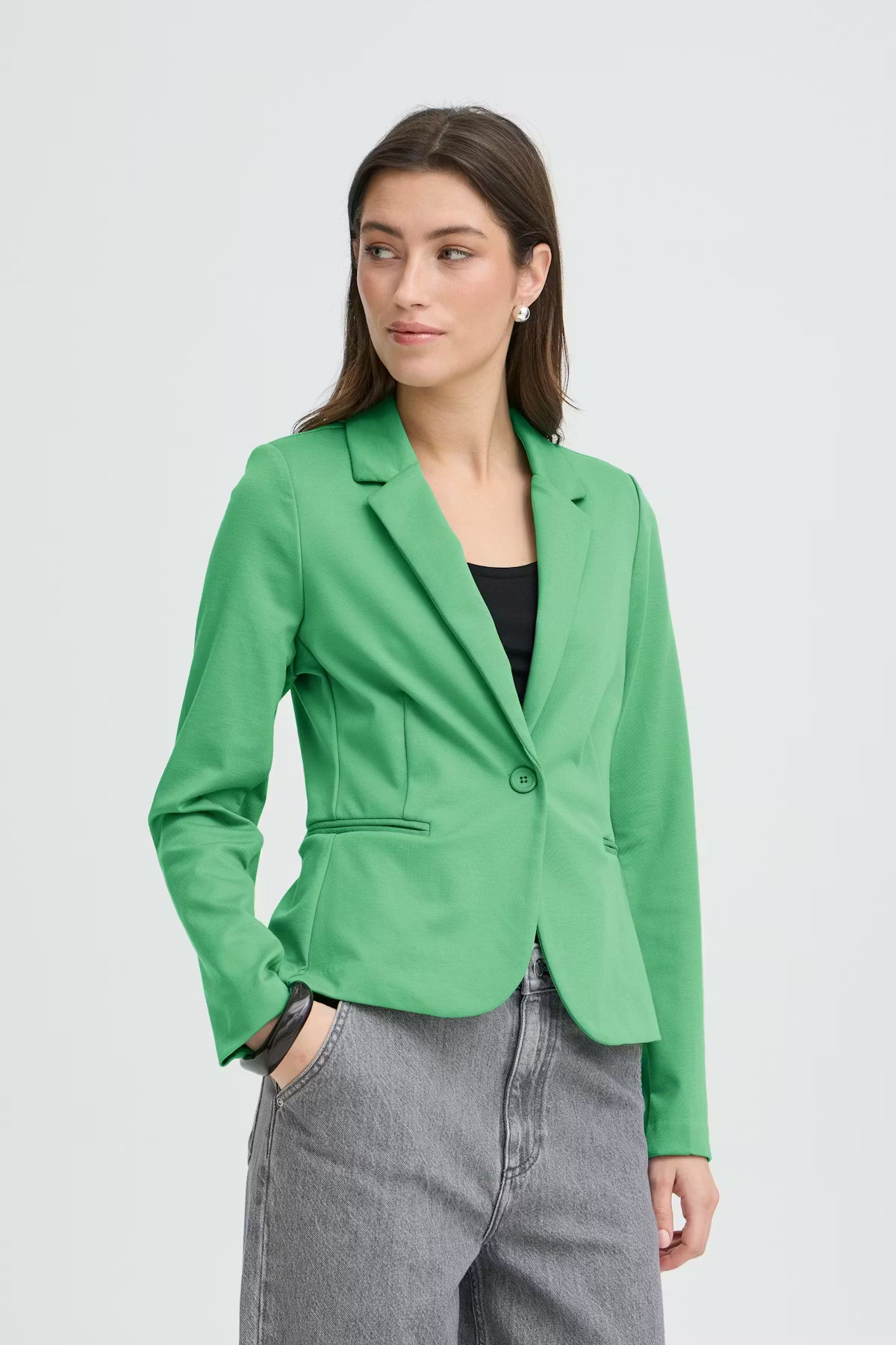 b.young one button Rizetta fitted green blazer