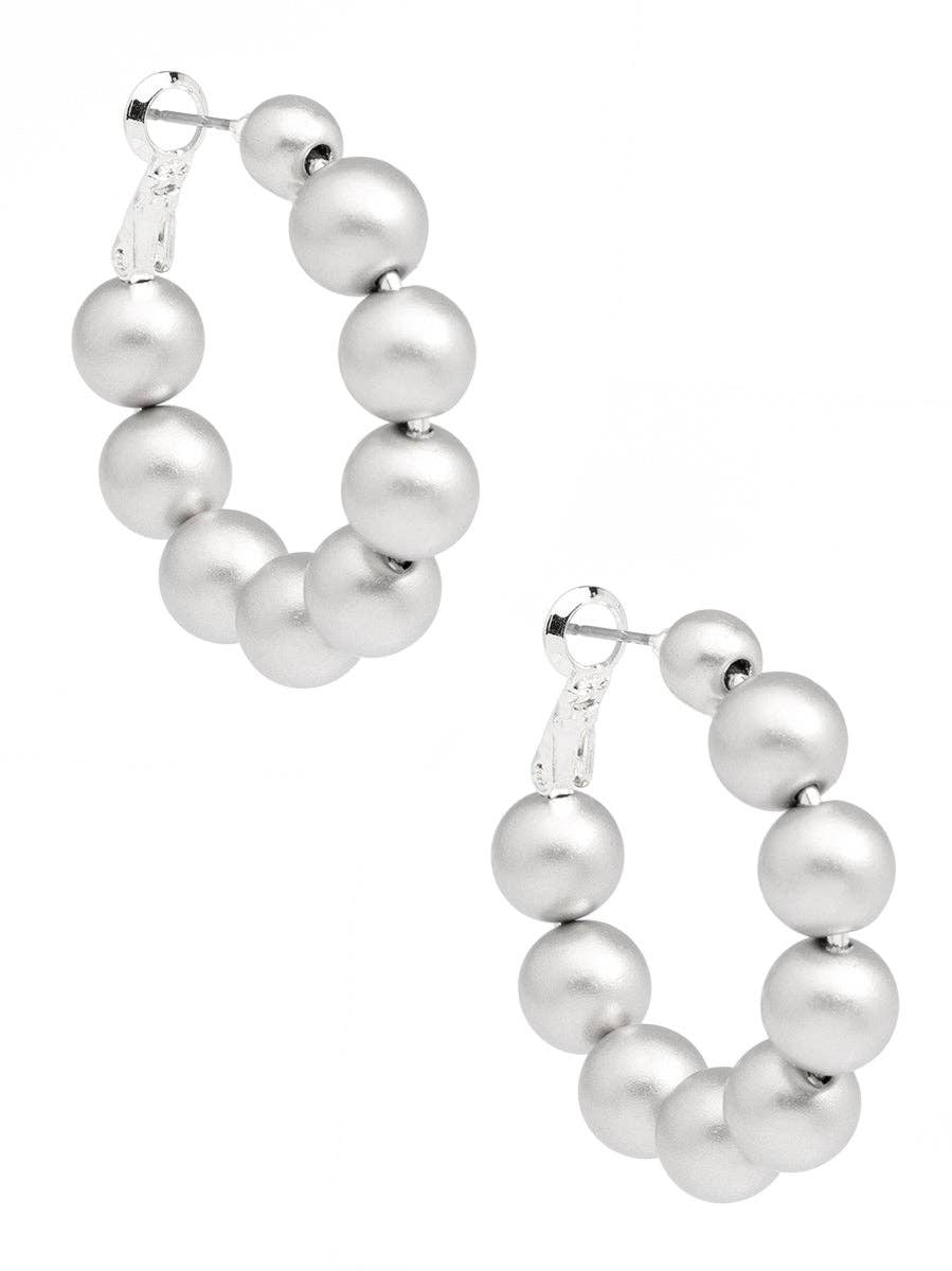 Zenzii Gold Resin Beaded Hoop Earring in Matte Silver