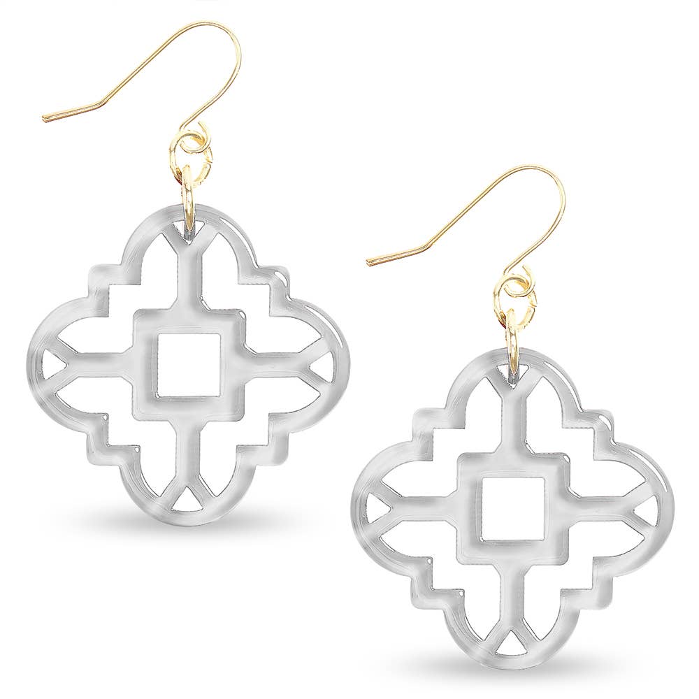 Zenzii Modern Resin Acrylic Mosaic Earrings in Gray