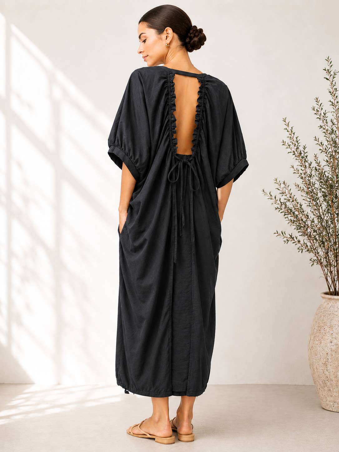 Solenne Cocoon Knit Dress in Black