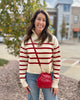 HF Half-Zip Collared Stripe Sweater - Red