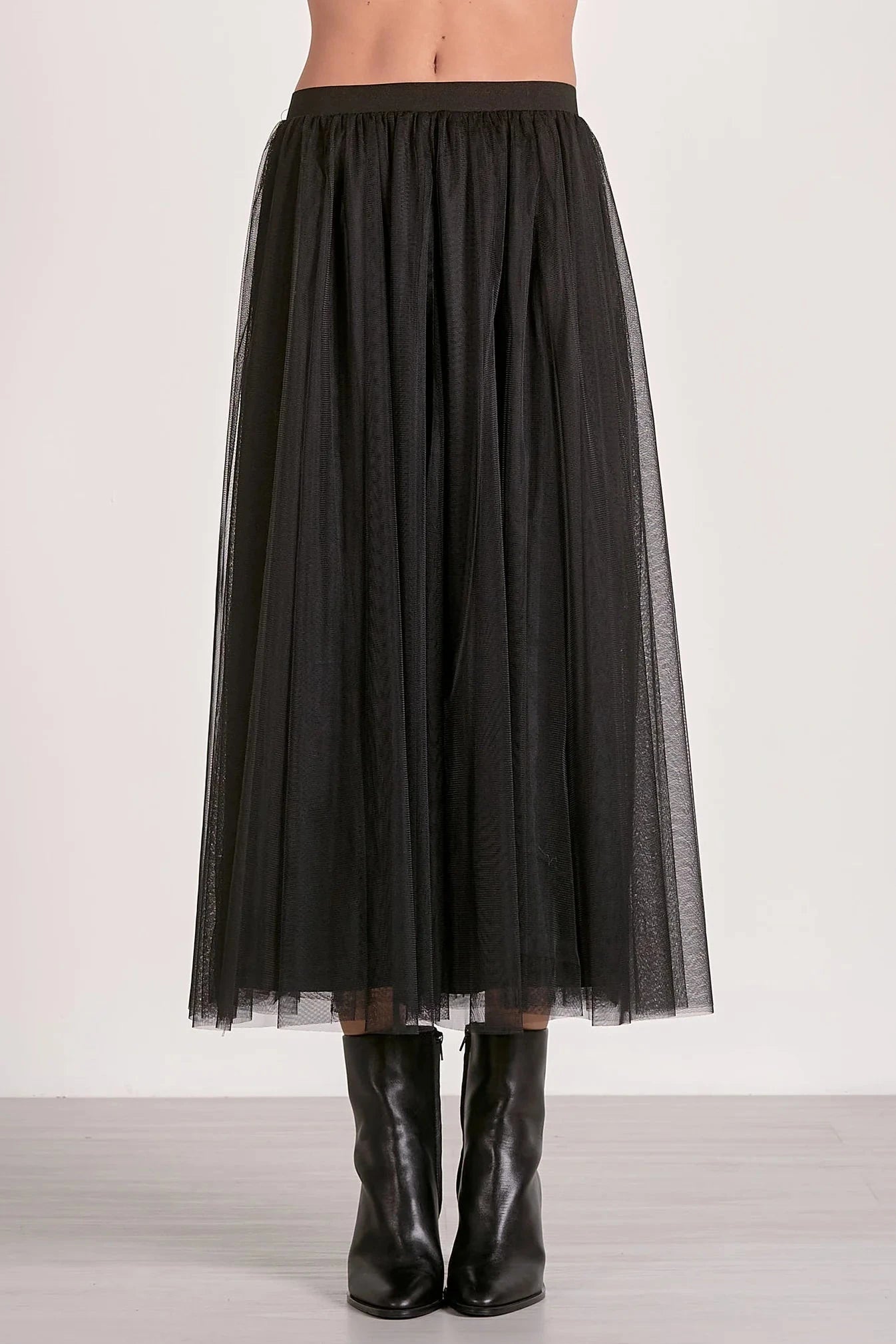 Long black tulle skirt