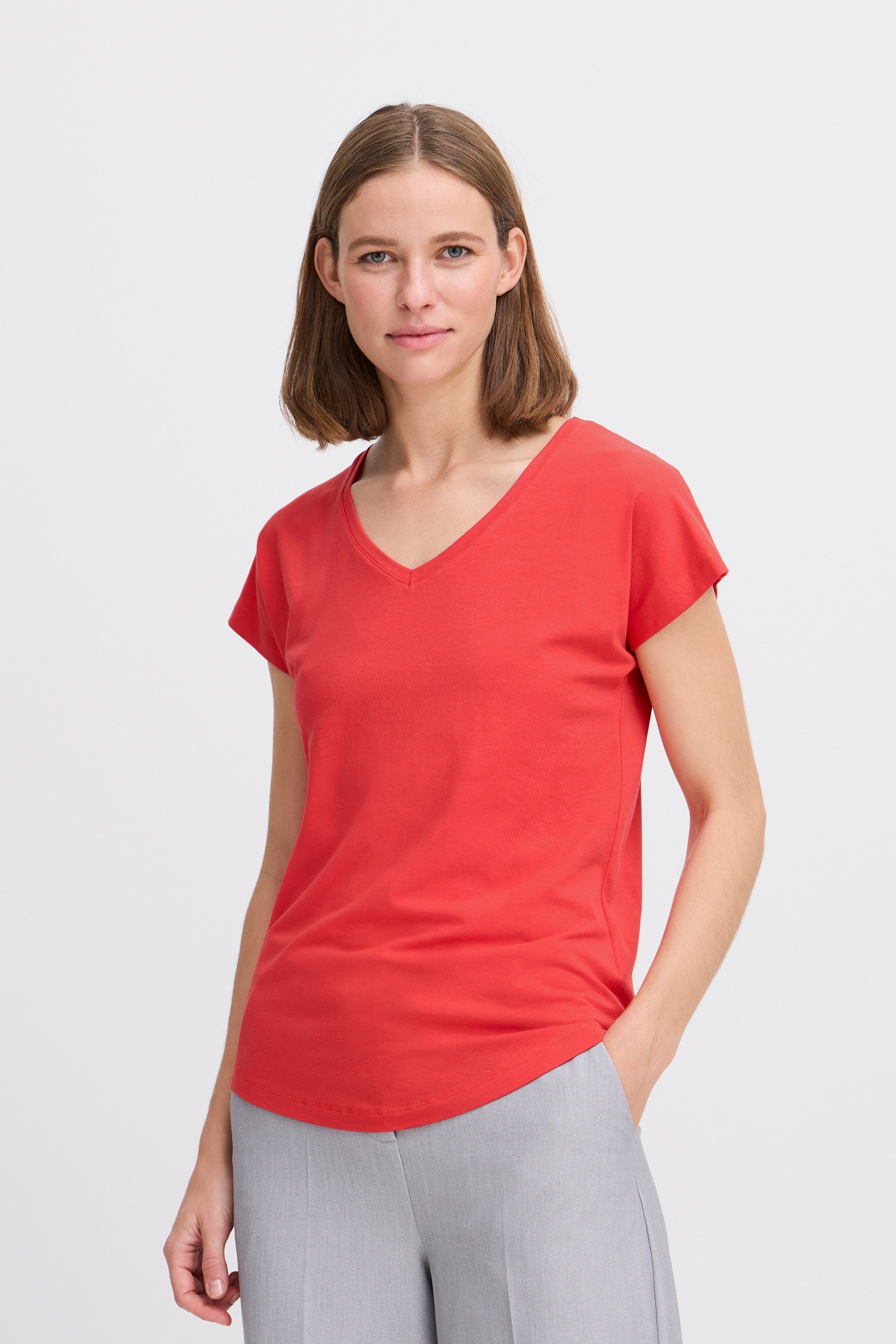 b.young fitted V-Neck Red T-shirt