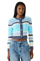 Steve Madden Blue Striped Cardigan Sweater