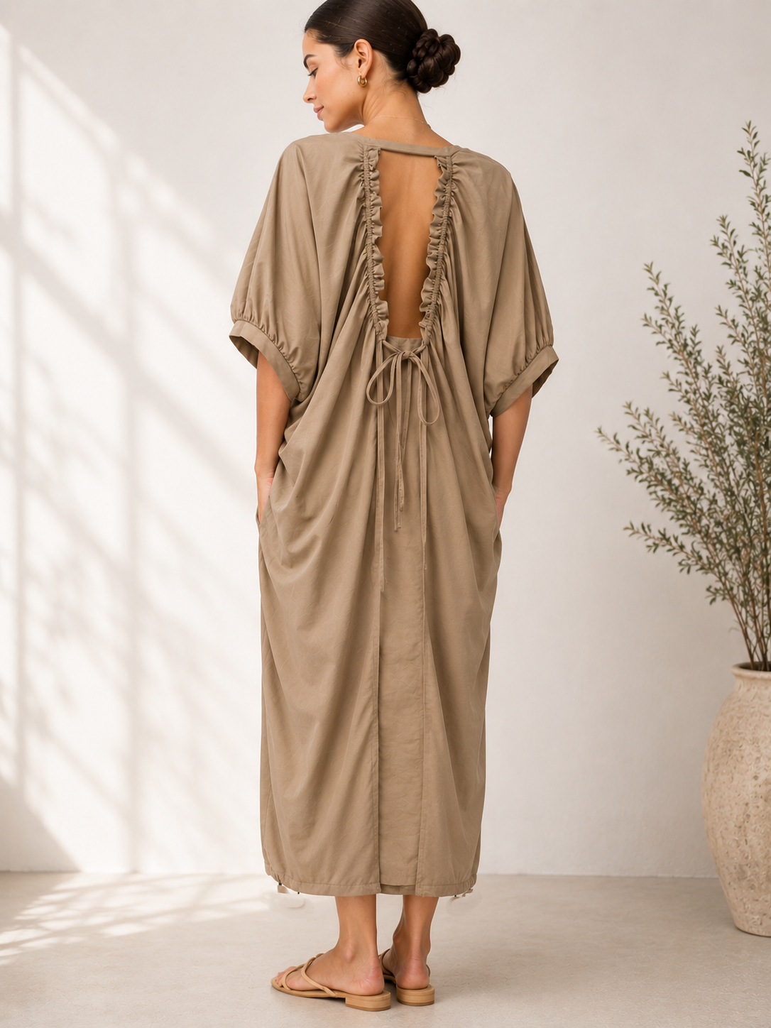 Solenne Cocoon Knit Dress in Taupe