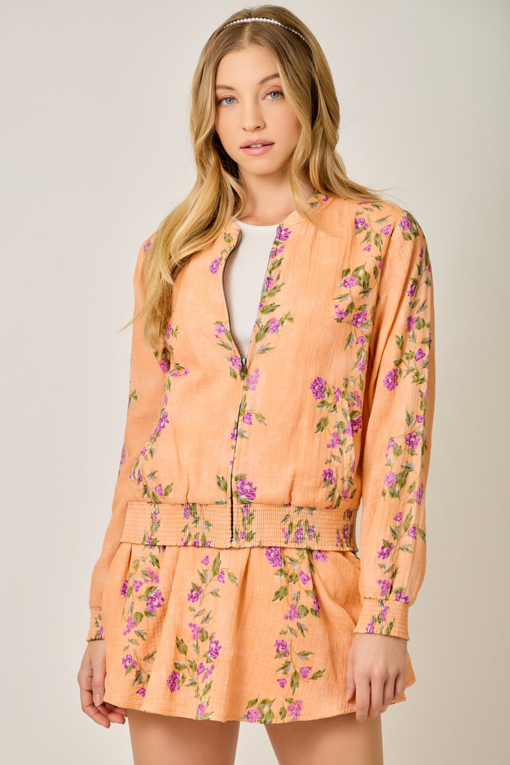 Mystree Orange Floral Bomber Jacket
