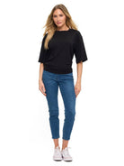 Ariella Ruched Detail T-Shirt in Modal - Black
