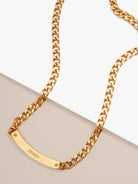 Zenzii Bar Charm Curb Chain Collar Necklace in Gold